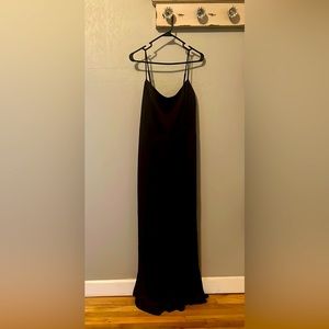 David’s Bridal Black Satin Floor Length Dress